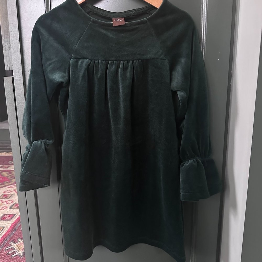 Tea Collection Green Velvet Dress